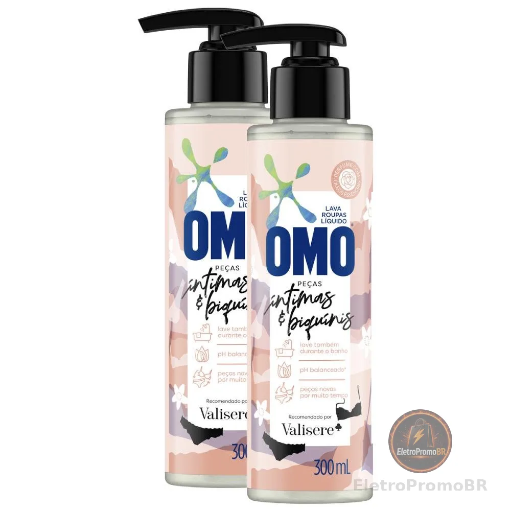 Kit 2 Lava Roupas Omo Líquido Roupas Íntimas & Biquínis 300 ml