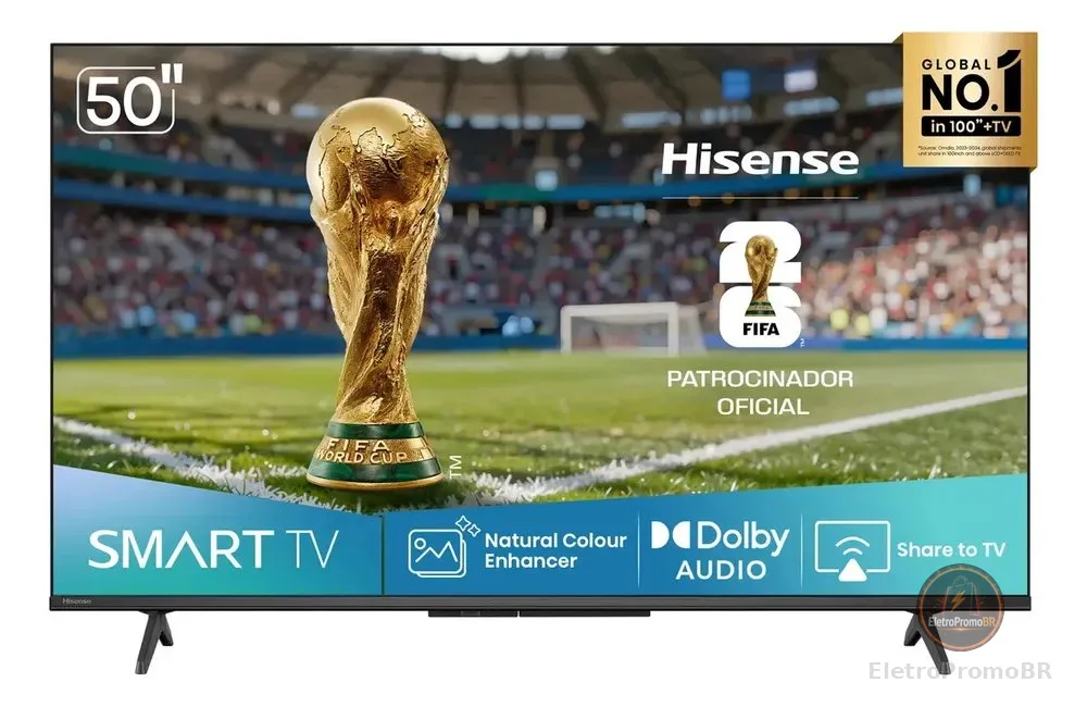 Hisense Smart Tv Fhd 50" Polegadas 50a4nv Com Hdr10, Dts Virtual X, Compatibilidade Alexa E Google Home