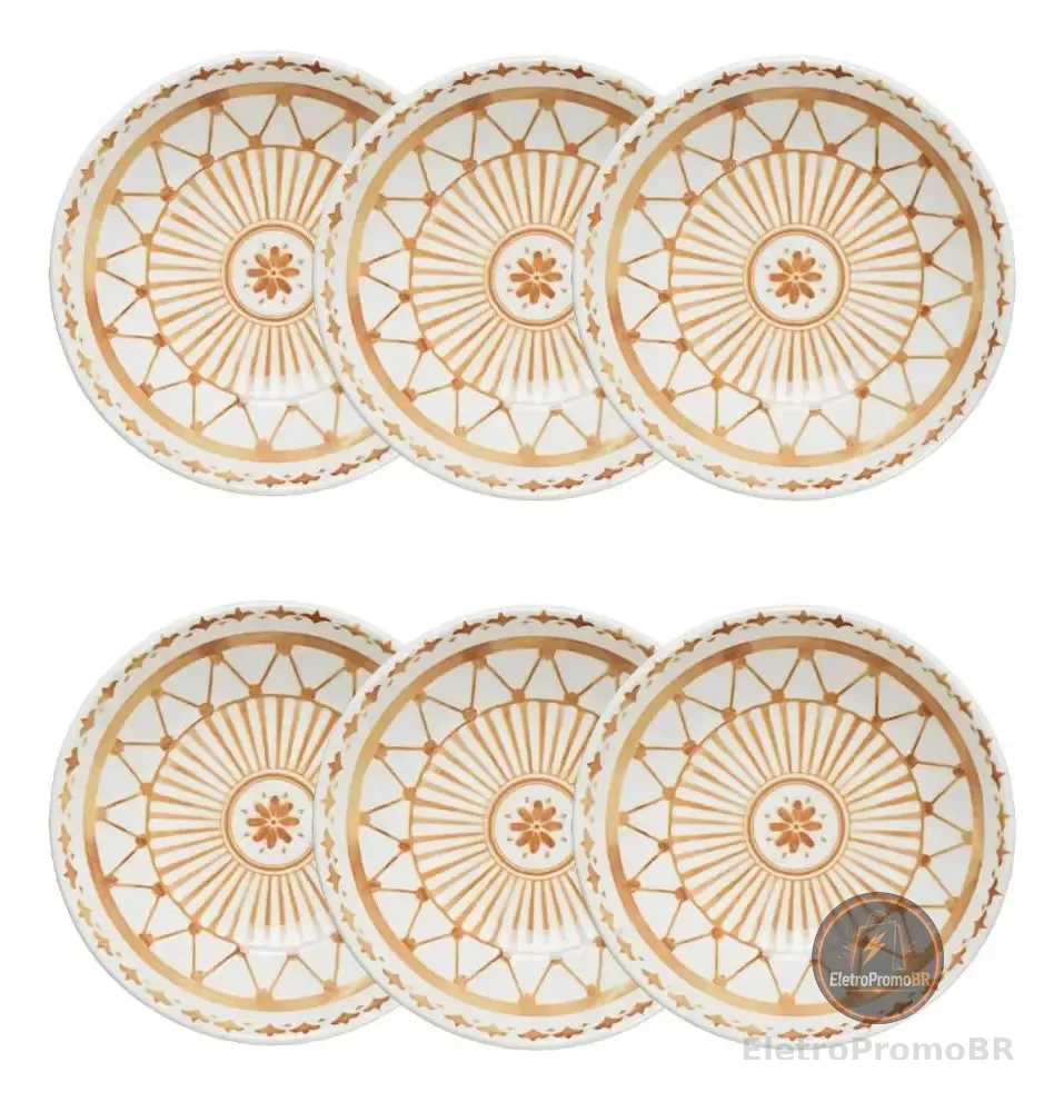 Conjunto 6 Pratos Fundos Unni Nuray 20,5cm Branco Oxford