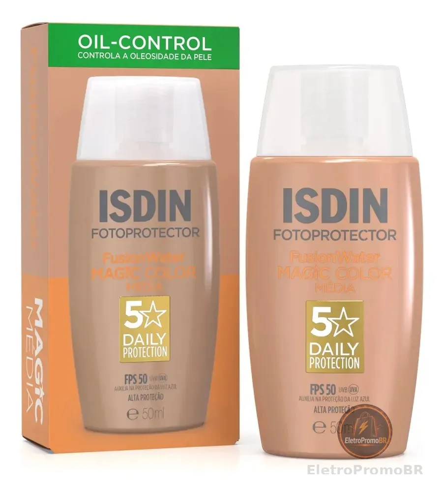 ISDIN Protetor Solar Facial Fusion Water Magic Color FPS 50 - Cor Média - 50ml