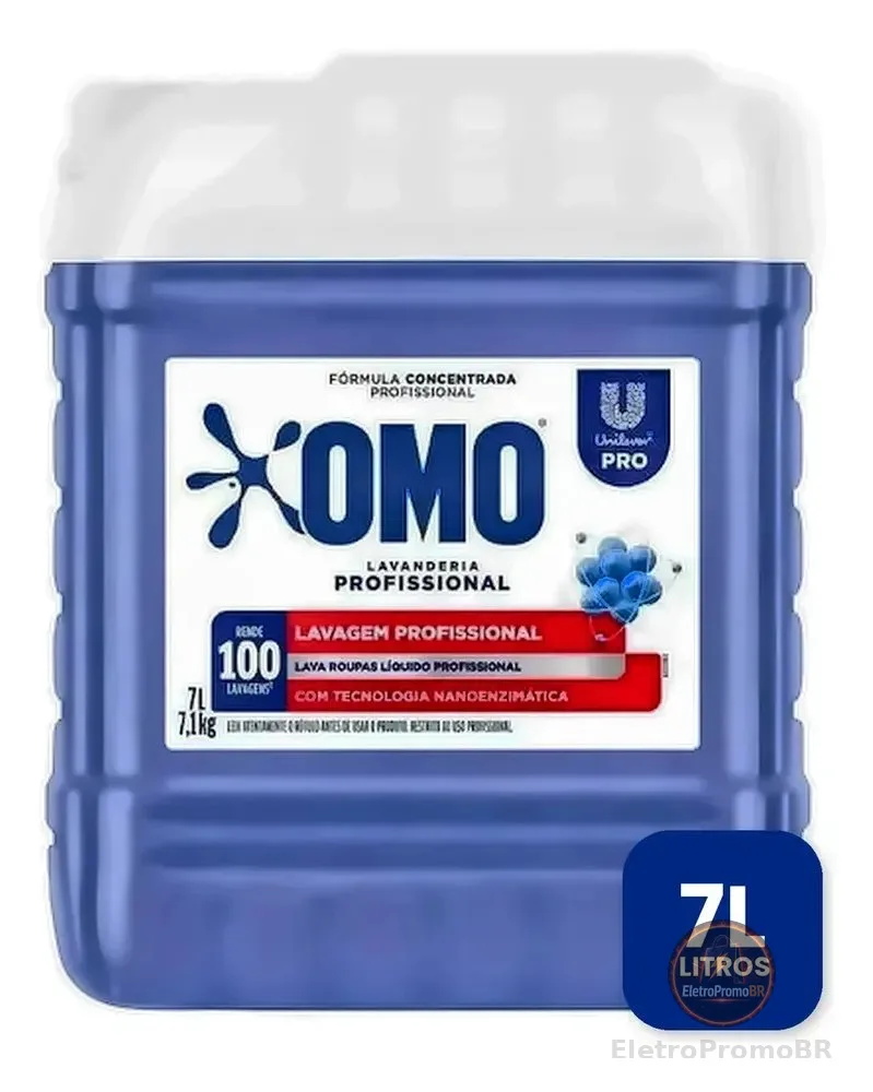 Lava Roupas Líquido Omo Lavanderia Profissional Lavagem 7 L