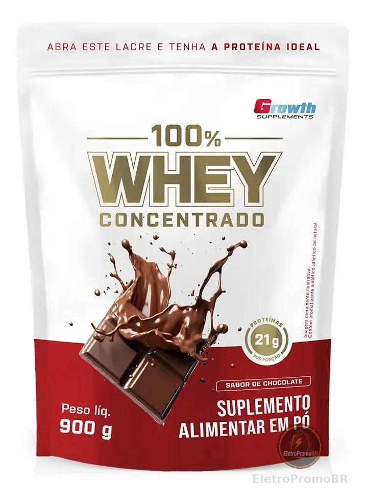 100% Whey Concentrado 900g Growth Supplements Chocolate