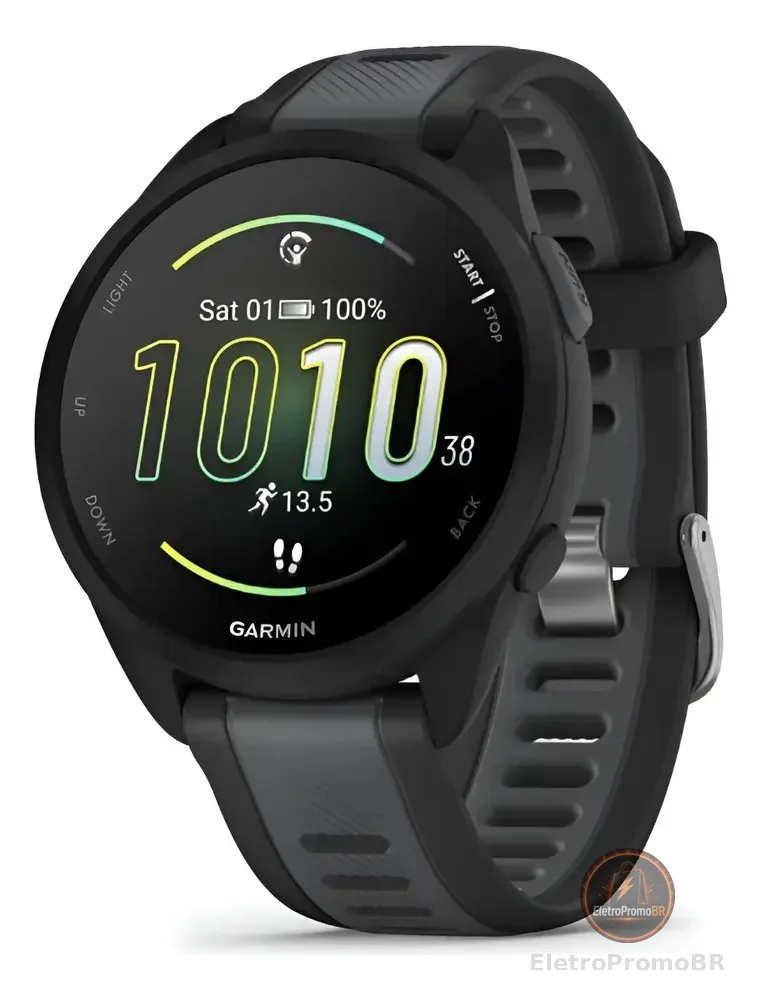 Garmin Forerunner 165 Smartwatch, Tela Amoled 43mm, Pulseira Preto