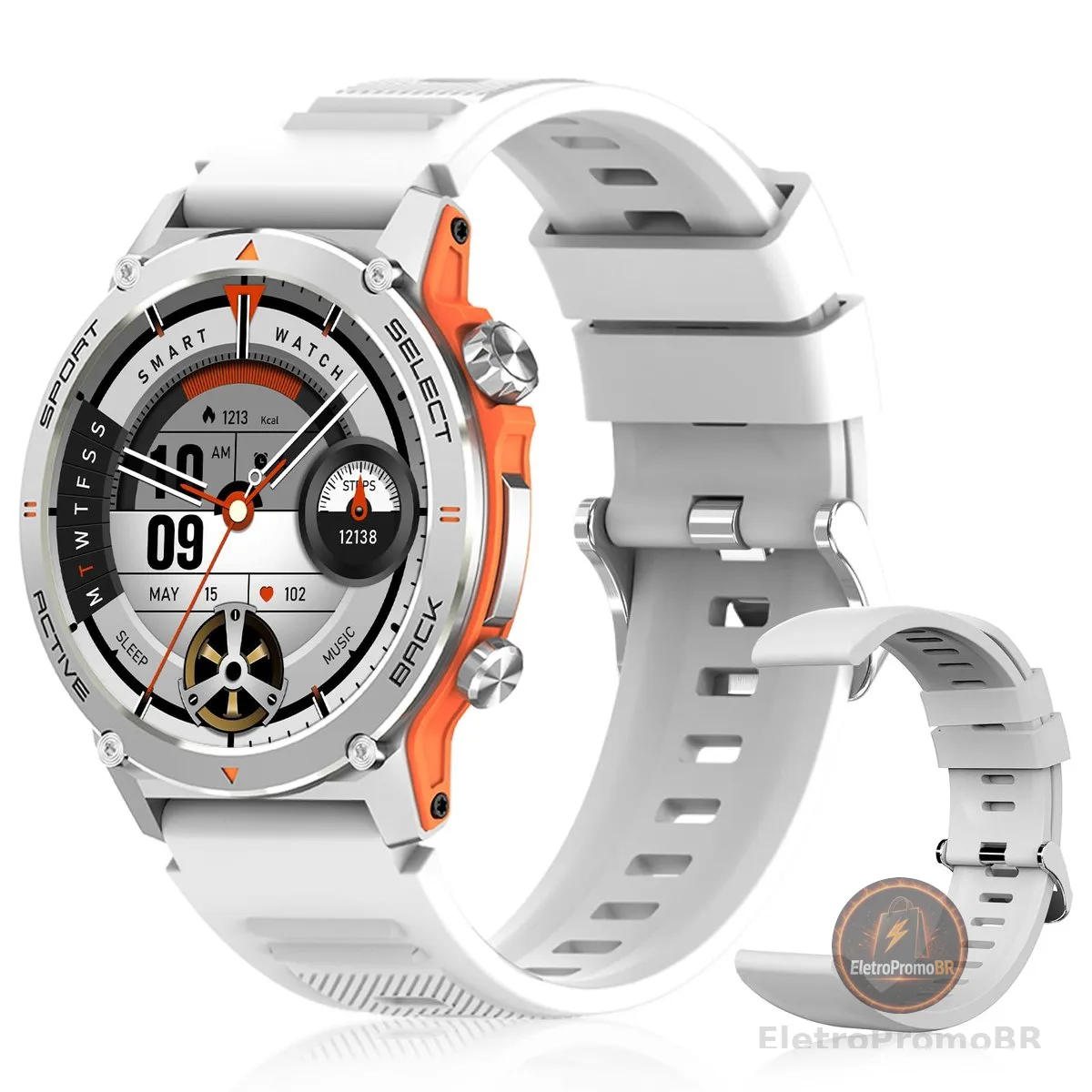 PEJE Relógio Smartwatch com Pulseira Extra - Tela AMOLED 1.43" Tela Full Touch, À Prova d'Água IP68, Faz/Recebe Chamadas,Notificações, 123+ Esportes, Assistente por Voz IA, iOS/Android(prata)