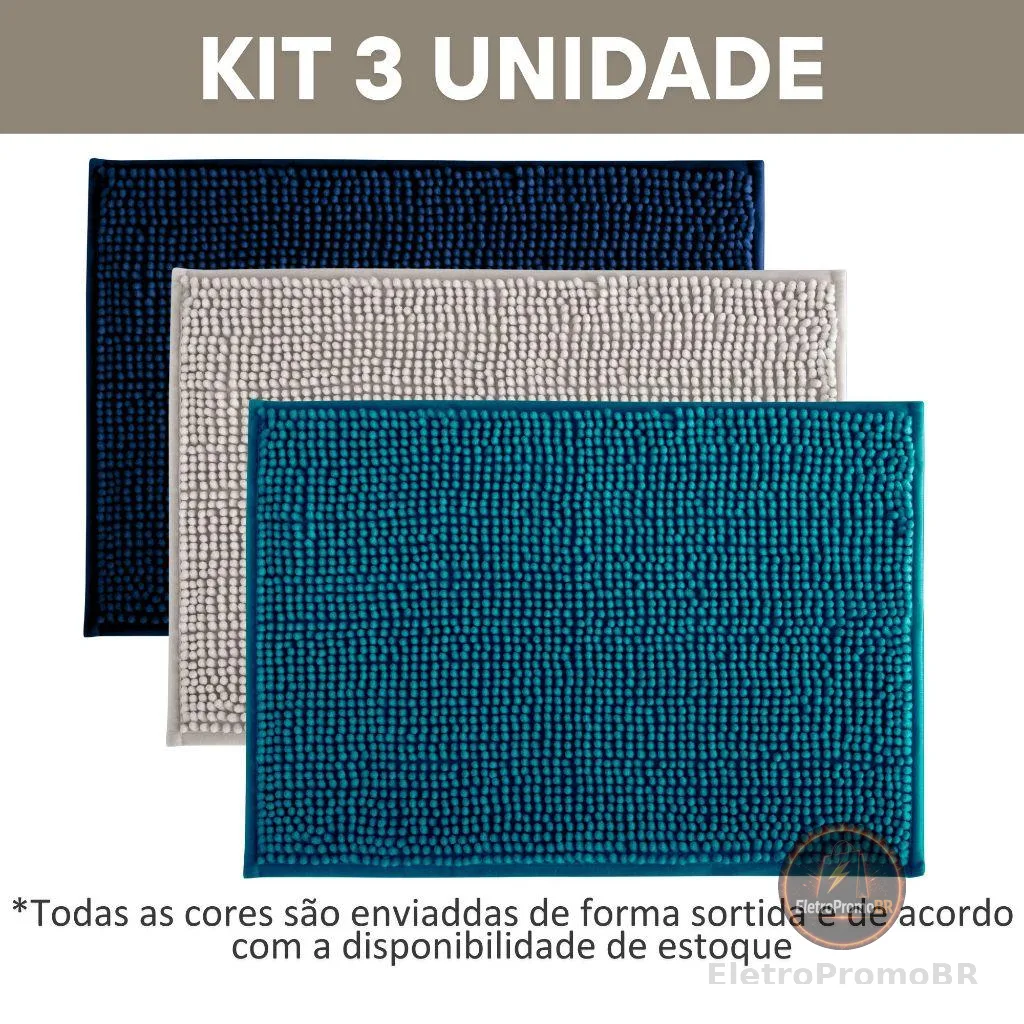 Kit Tapete Banheiro Microfibra Bolinha com 3 Peças Antiderrapante Bolinha Macio Promoção 950grs/m2