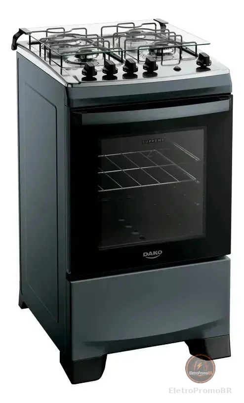Fogão 4 Bocas Dako Supreme Mesa de Inox A Gás Titanium Bivolt