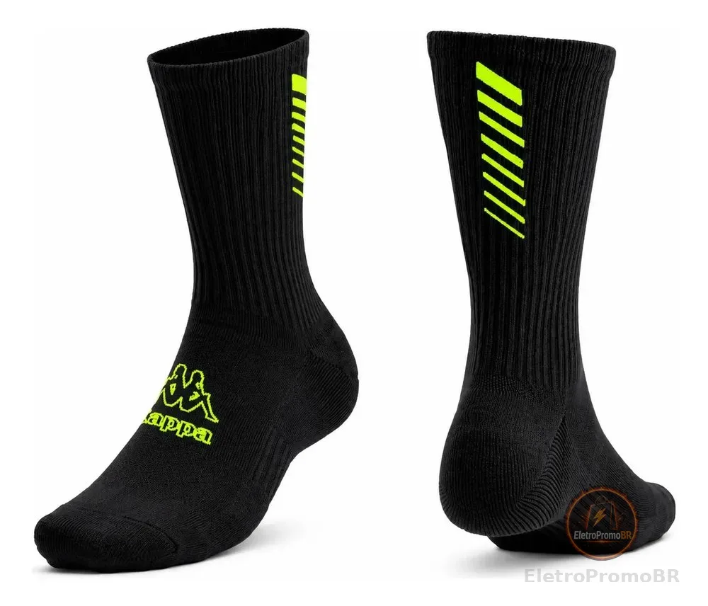 Meia Kappa Esportiva Next Corrida Poliamida Original Preto-verde 38-43