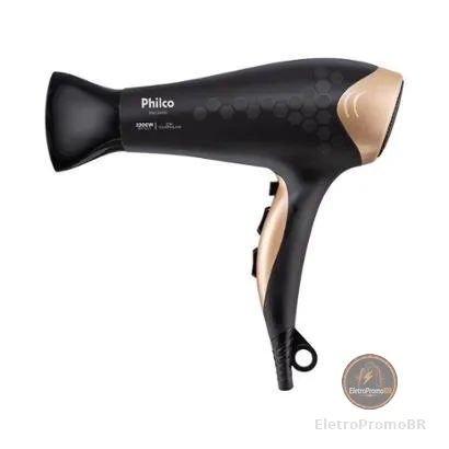 Secador de Cabelo Philco Íons Tourmaline Preto 2200W 2 Velocidades PSC2450