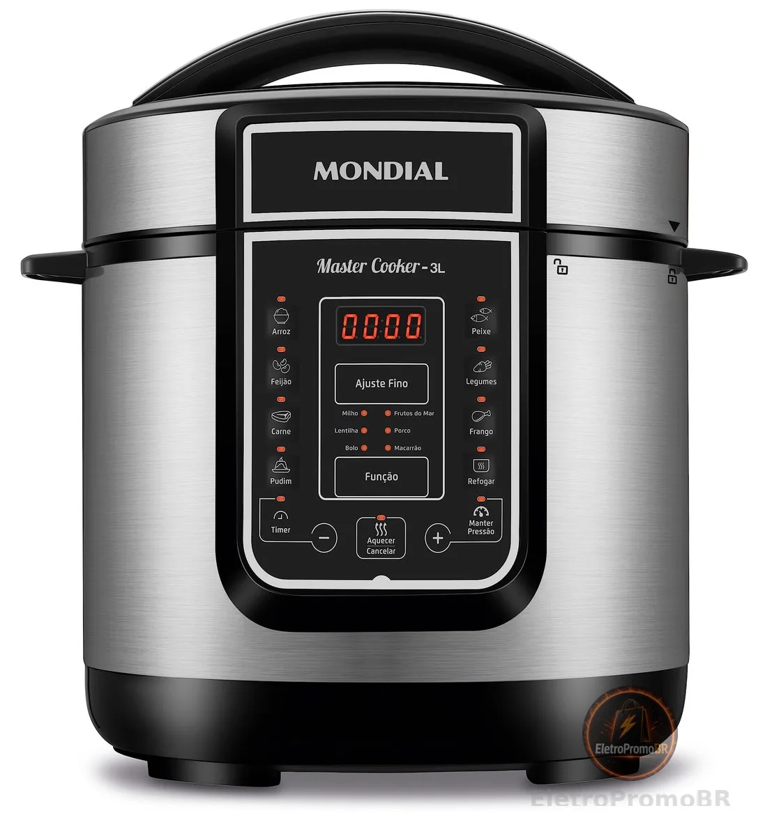 MONDIAL Panela de Pressão Elétrical, Master Cooker - 3L, 110V, Preto, 700W - PE-40