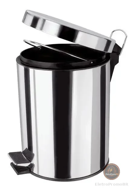 Lixeira Inox 5L Pedal Sem Contato Higiênico, Prático, Para Cozinha ou Banheiro
