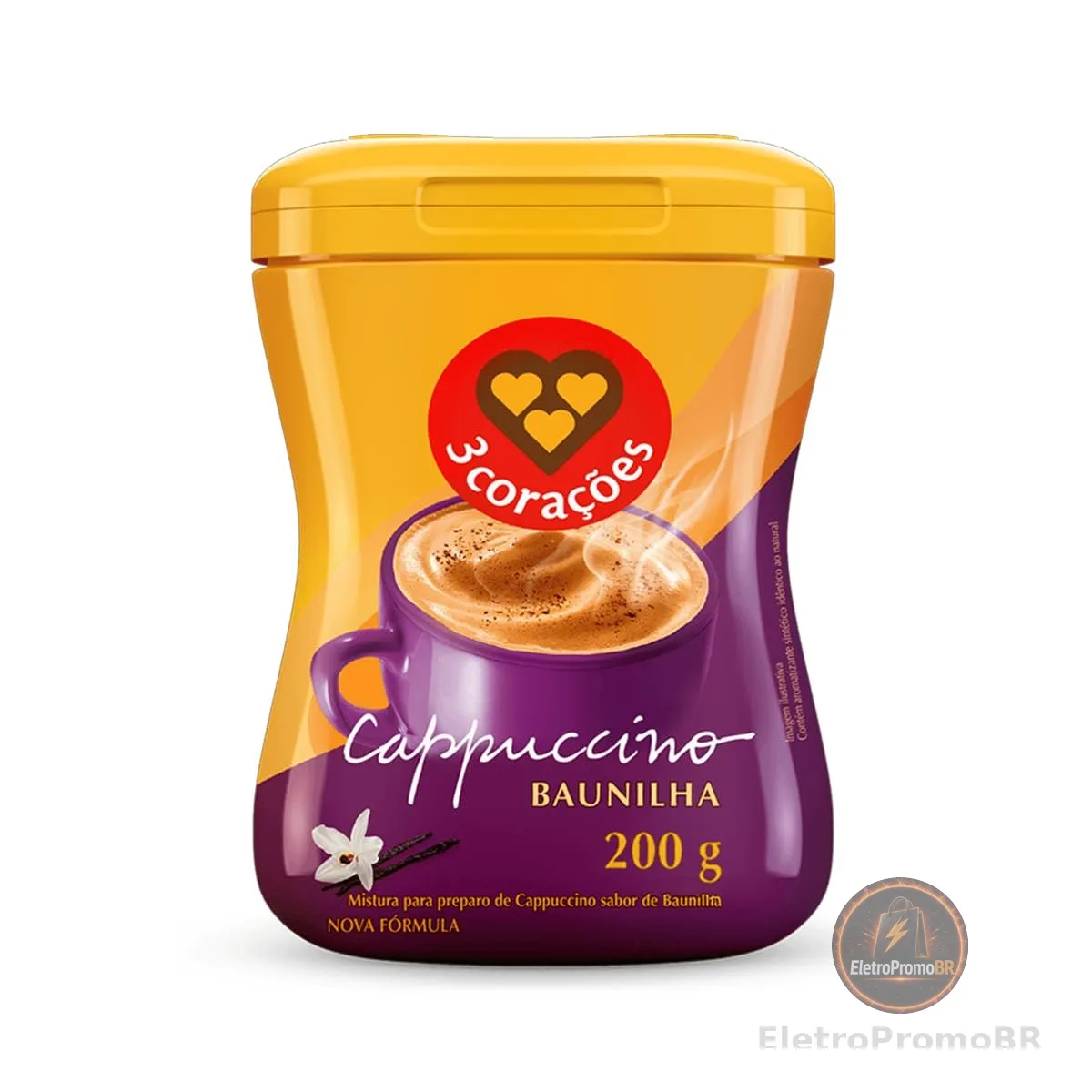 3 Corações Cappuccino Sabor Baunilha, 200g, Moído
