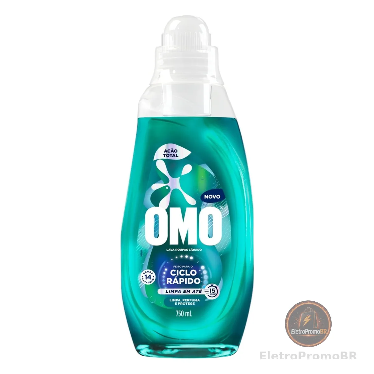 Lava Roupas Líquido Ciclo Rápido OMO Ação Total 750 ml