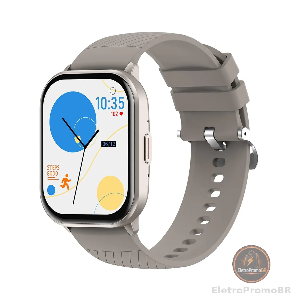 Relógio Digital Feminino Masculino Smartwatch Inteligente Bluetooth, Full Touch a Prova d 'água IP68 com 120+ Modos de Exercício e Esporte, Prata