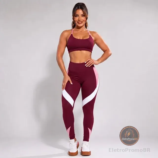 Conjunto Fitness Academia Top E Calça Zero Transparência