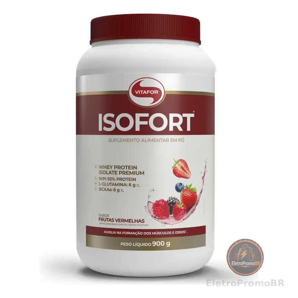 Whey Protein Isolado Isofort Frutas Vermelhas Pote 900g Vitafor
