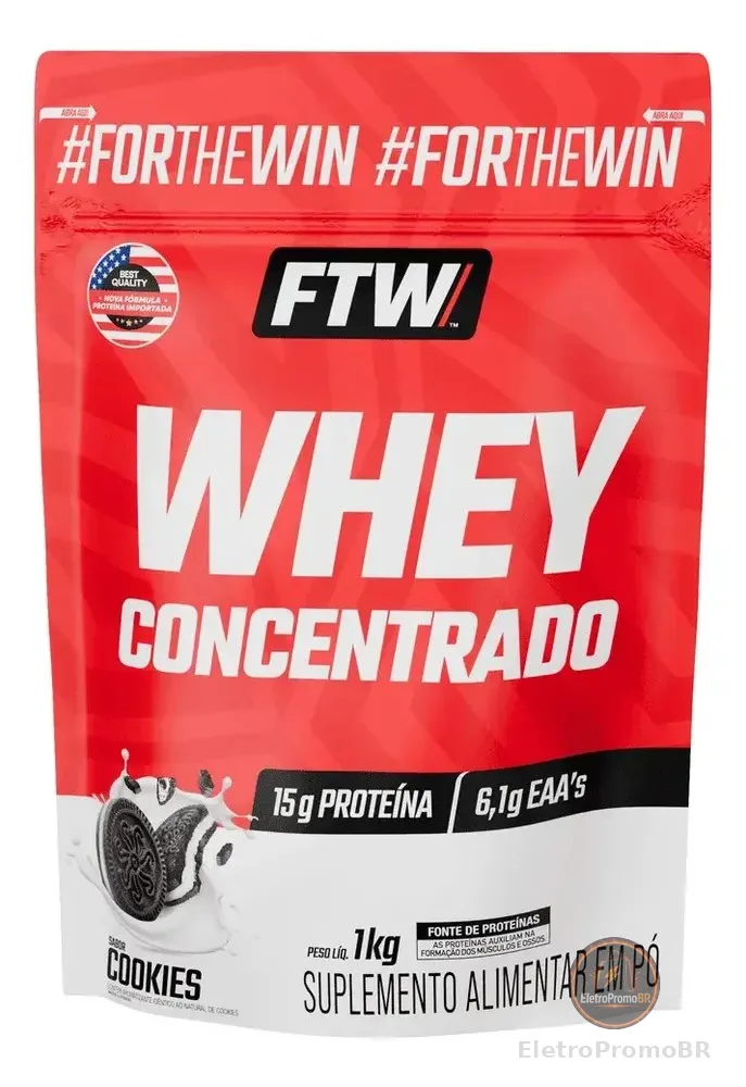 Whey Protein Concentrado 1kg Sabor Cookies - Ftw