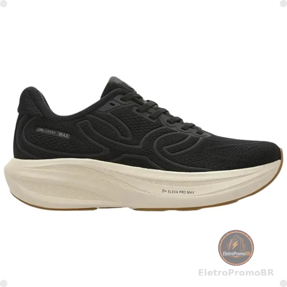 Tênis Olympikus Corre Max Preto Corrida Conforto Preto Lisa 39 Br