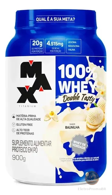 Double Tasty Whey 100% 900g Max Titanium Sabor Baunilha