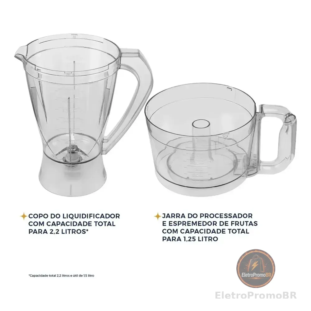 Multiprocessador britânia Bmp900 1000w 3 em 1 inox Preto 220v
