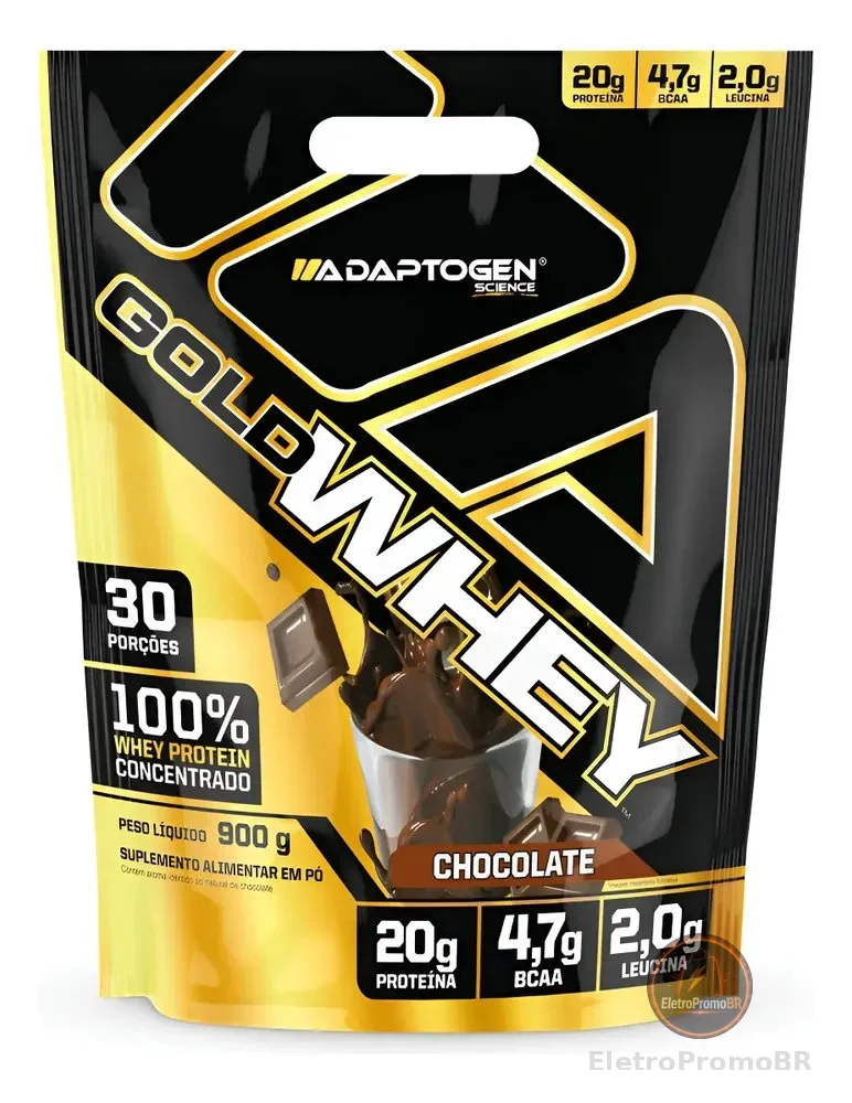 Gold Whey Adaptogen Refil 900g 100% Whey Concentrado Sabor Chocolate Chocolate