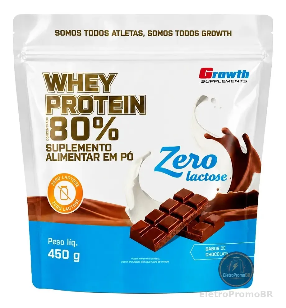 Whey Protein Concentrado Zero Lactose 450gr - Growth Chocolate