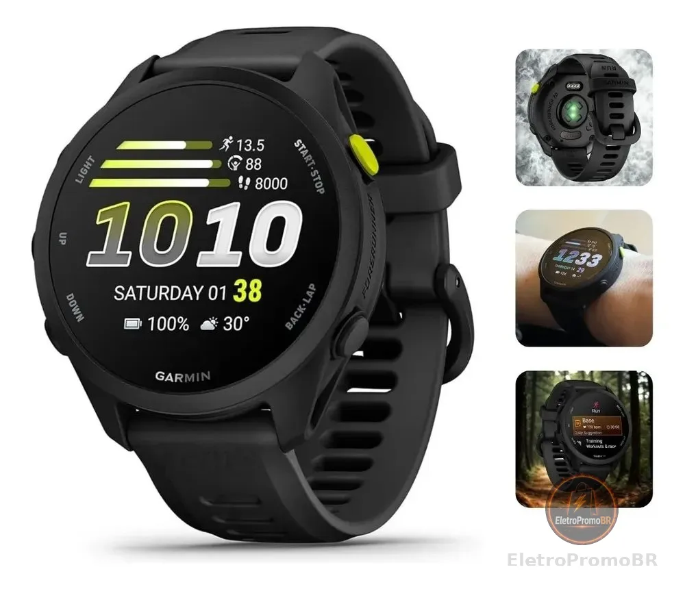 Garmin Relógio Forerunner 70 Preto- 43mm Com Monitor Cardíac Preto Esportiva1
