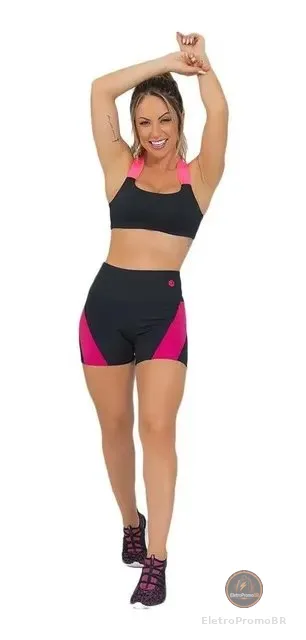 Conjunto Fitness Feminino Elegance Preto P/ Academia Look