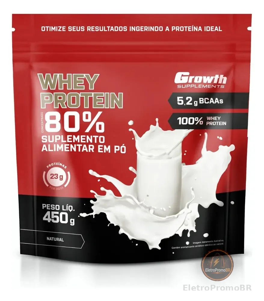 Whey Protein Concentrado 450g Growth Supplements Natural
