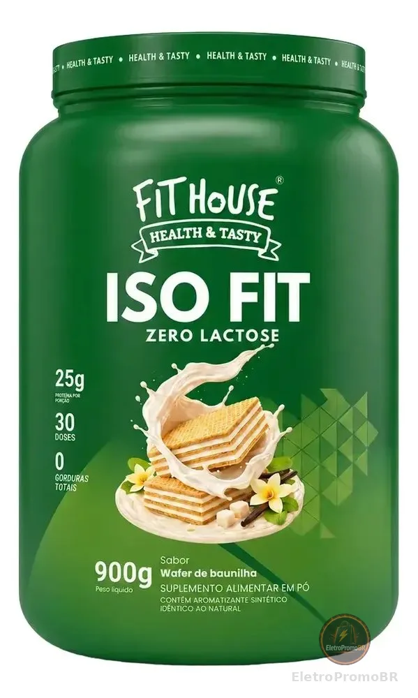Iso Fit Proteina Isolada Zero Lactose Fit House 900g Wafer De Baunilha