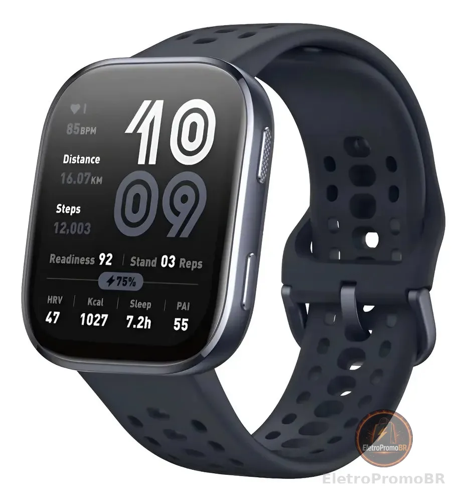 Smartwatch Amazfit BIP 6 GPS Preto com Pulseira de Silicone