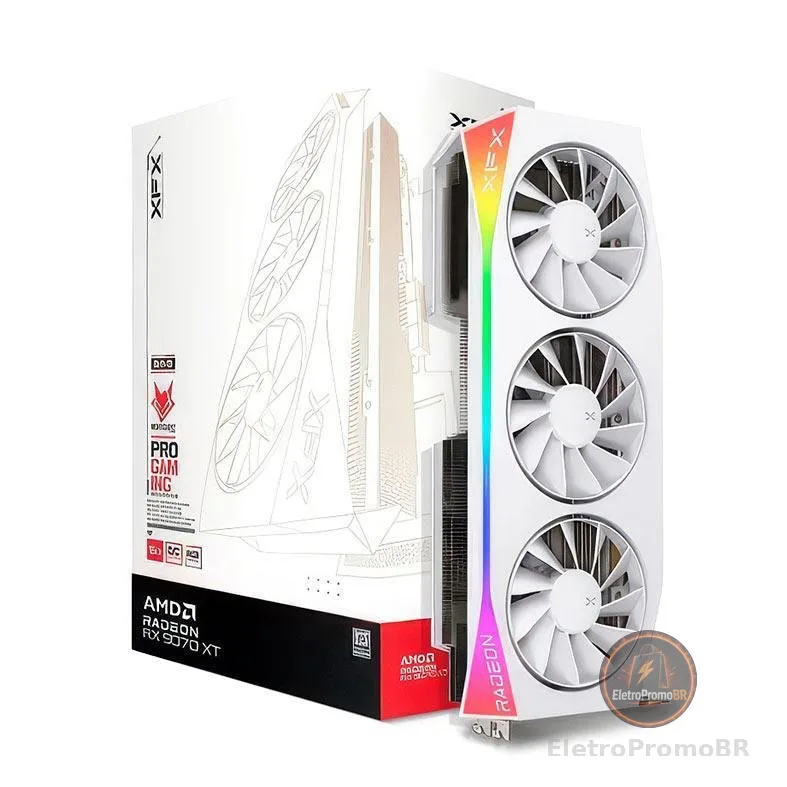 Placa de Video XFX Radeon RX 9070 XT Mercury White OC Gaming Edition 16GB GDDR6 256-bit RX-97TRGBBW9