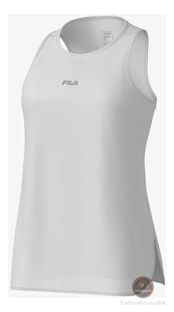 Regata Feminina Bio Iii Fila Branco/prata Logomarca Gg Liso