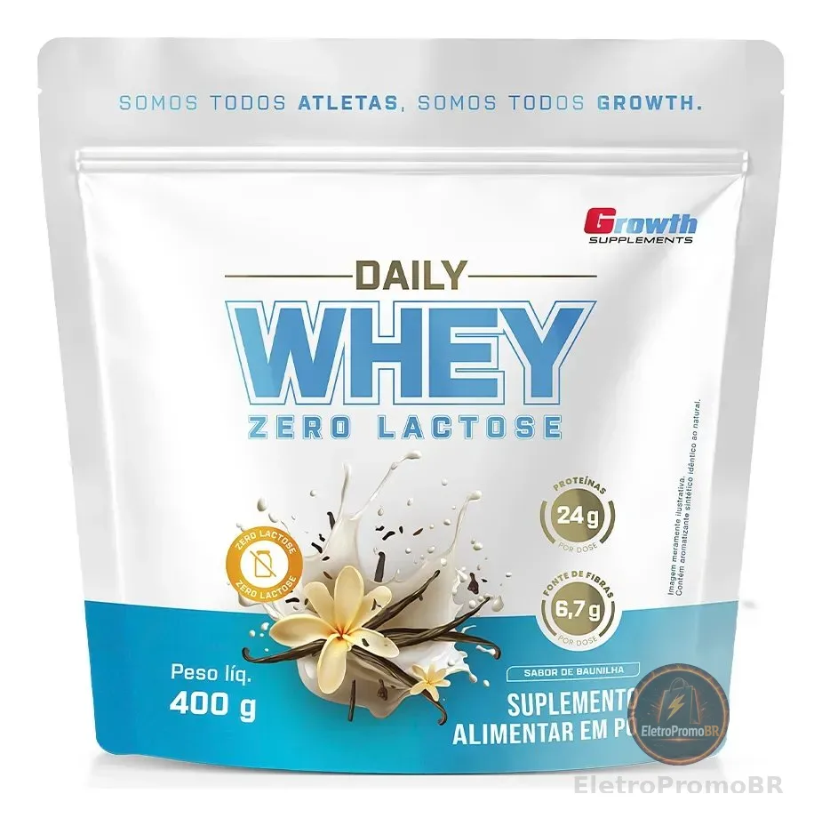 Daily Whey Protein Zero Lactose 400g Growth Supplements Baunilha