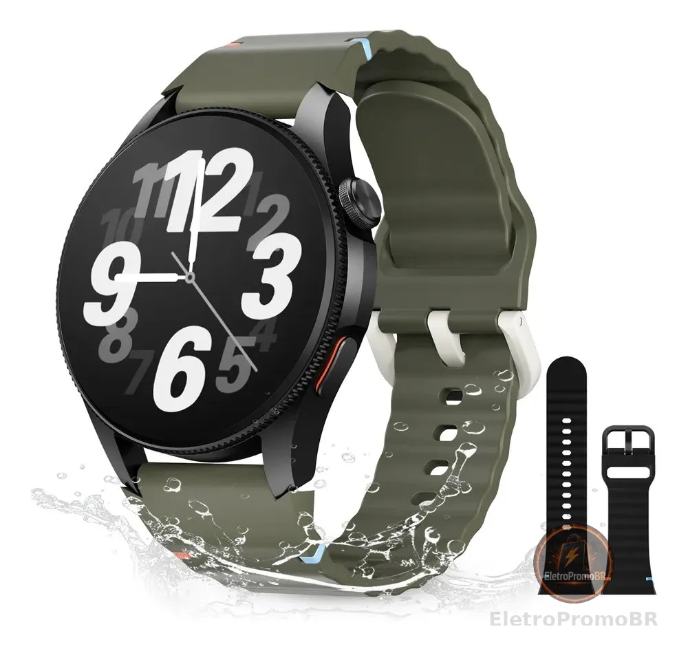 Relógio Smartwatch Aurafit Trek2 Com Gps, À Prova D'água Preto Sport Preto/verde-militar