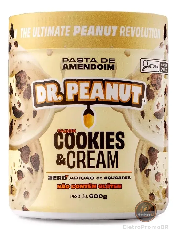 Pasta de Amendoim Dr. Peanut sabor Cookies & Cream de 600g