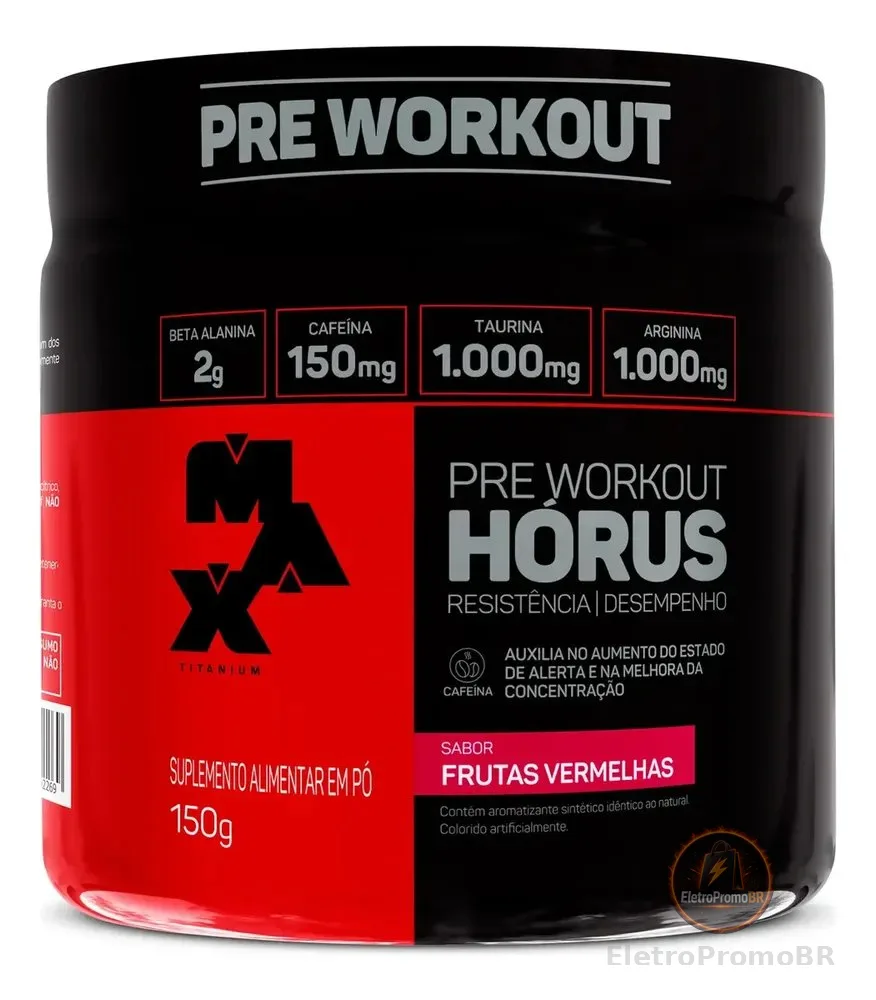 Pré Treino Hórus 150g Max Titanium Pre Workout Frutas Vermelhas Energia Sustentada