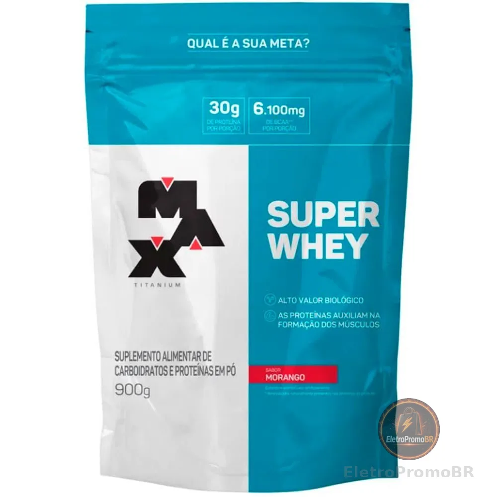 Max Titanium Super Whey (900G) - Sabor Morango