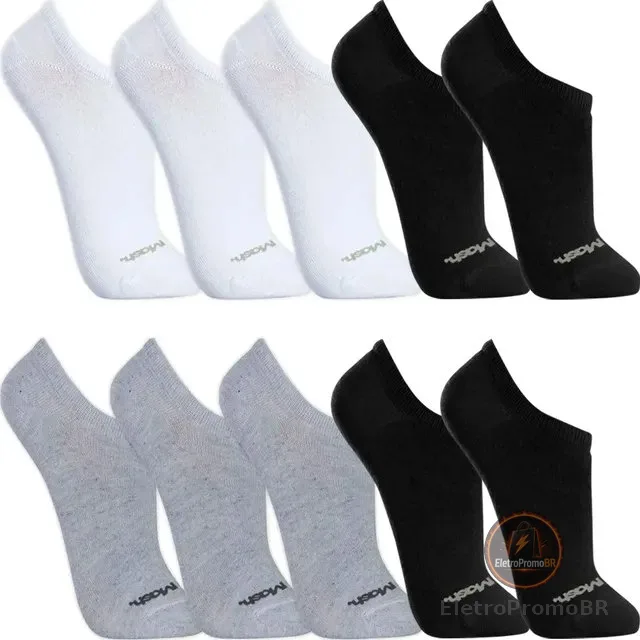 Kit 10 Pares Meias Mash Invisível Soquete Sapatilha Algodão