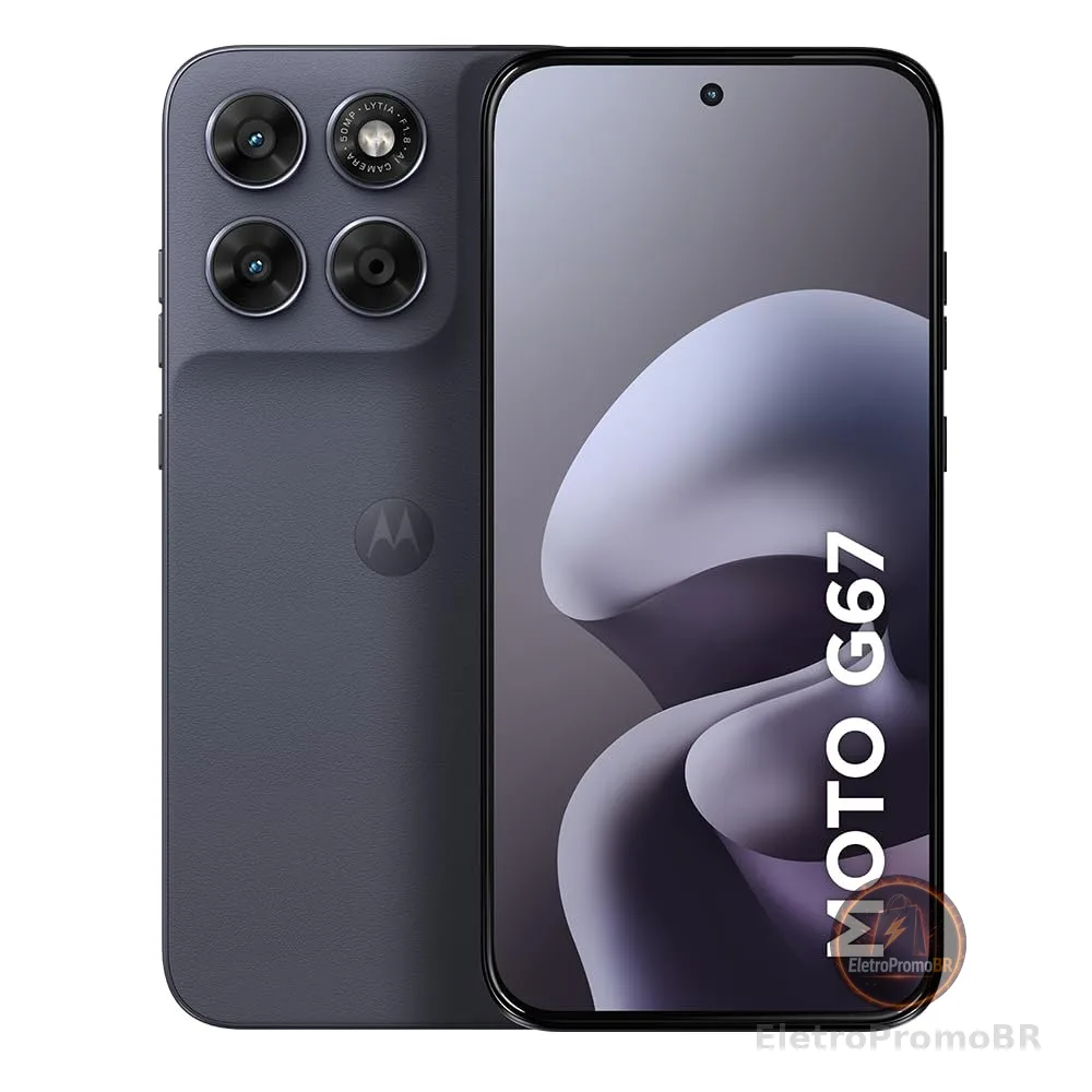 Smartphone Motorola Moto G67 5G - 128GB 12GB (4GB RAM + 8GB RAM Boost) camera 50MP Sony Lytia 600, tela 1.5K extreme Amoled 120hz, ultrarresistente - Chumbo