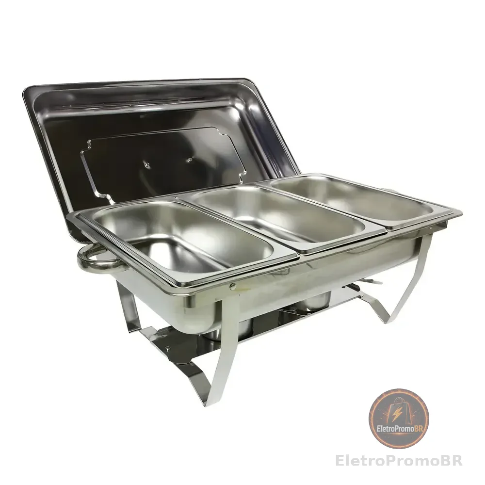 Jma Inox Kl065-03-1 Rechaud 9 Litros 1/3 Panelas Banho Maria 3 Cubas Buffet