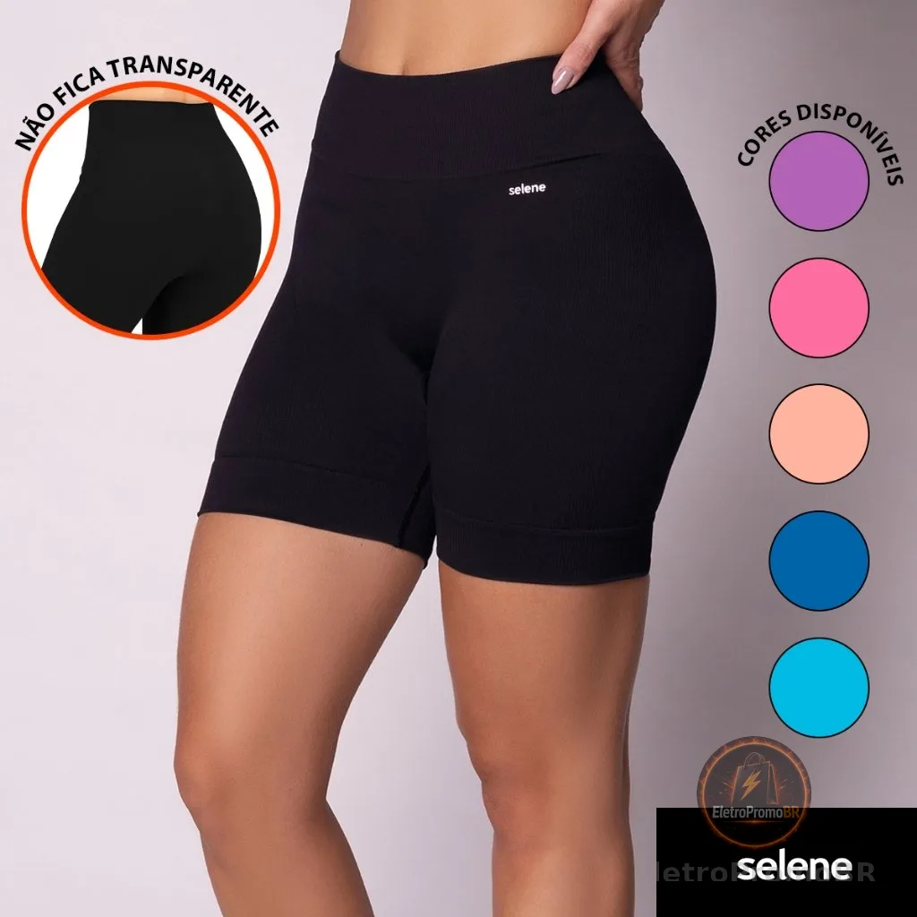 Short Legging Selene Poliamida  Academia Sem Costura  Resistente Sem Transparência Bermuda  Fitness