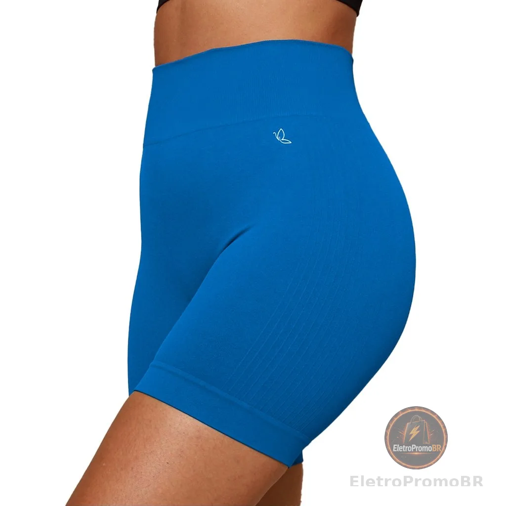 Short Fitness Feminino Benévola Short Poliamida Sem Costura Cós Alto Sem Transparência Academia