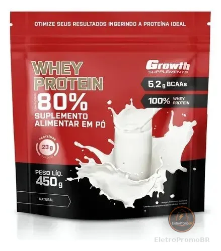 Whey Protein Concentrado 450g Growth Supplements Natural