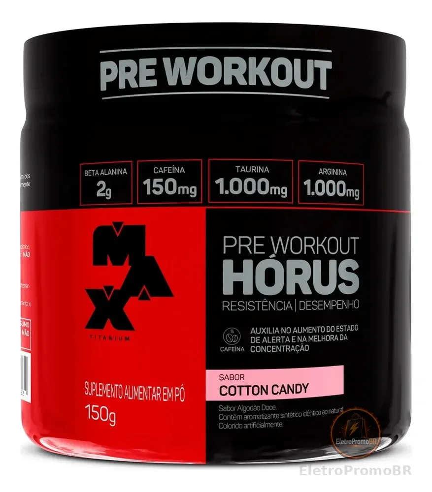 Pré Treino Hórus 150g Max Titanium Algodão Doce Energia Sustentada