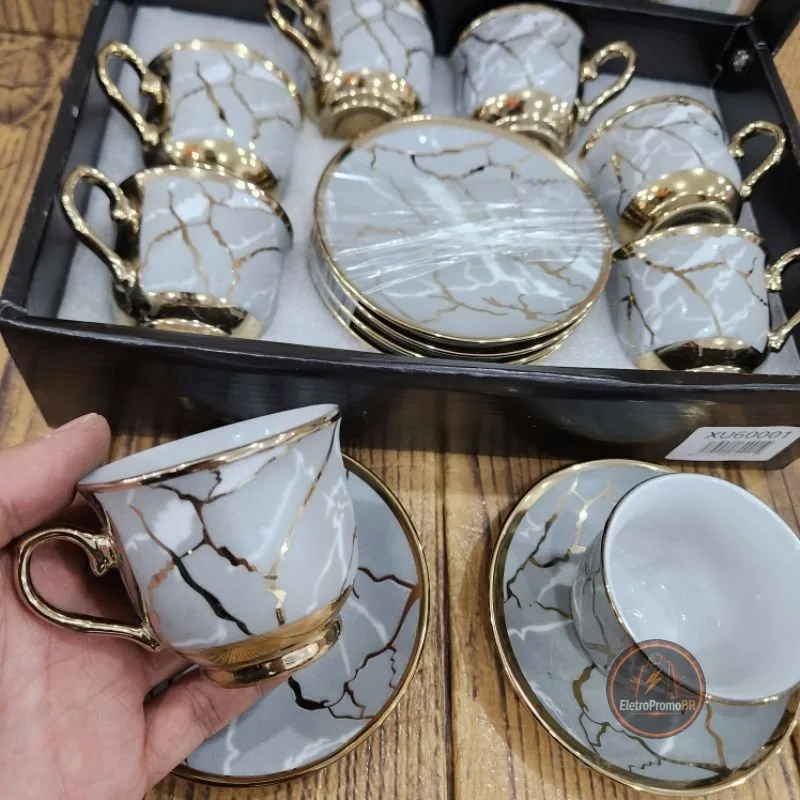 Xícara de café kit com 12 peças de Cerâmica em porcelana