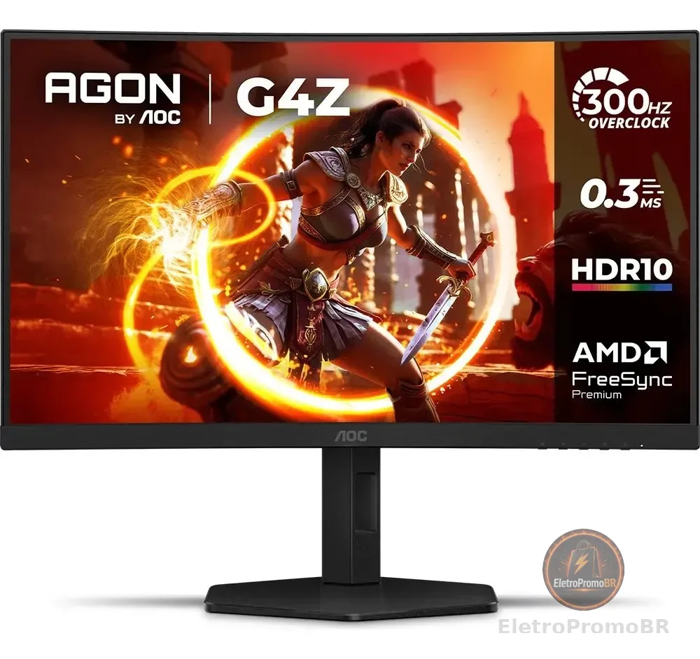 Monitor Gamer Curvo AOC AGON G4Z 27" 300Hz 0,3ms HDR10 Base Ajustável C27G4Z/P Preto