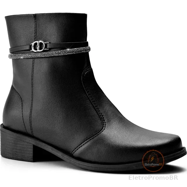 Bota Feminina Lumiss Cano Curto Rasteira Montaria Strass