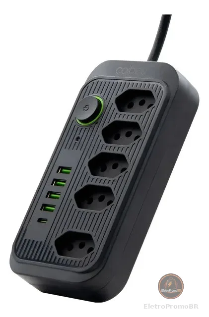 Extensão Coibeu Wkc-541 10 Tomadas 2m 4 Usb Bivolt