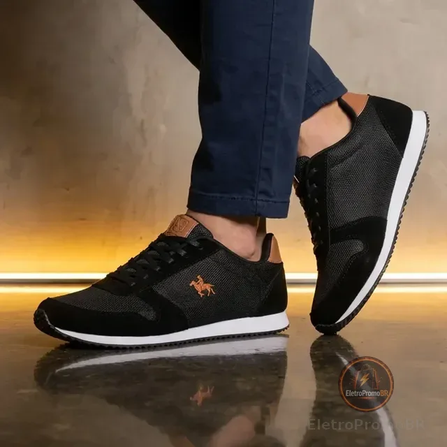 Sapatenis Masculino Polo Em Tecido Casual Leve E Confortável