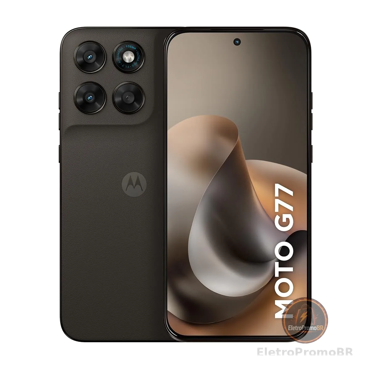 Smartphone Motorola Moto G77 5G - 256GB 24GB (8GB RAM + 16GB RAM Boost) camera 108MP Ultra-Pixel, tela 1.5K extreme Amoled 120hz, ultrarresistente - Marrom